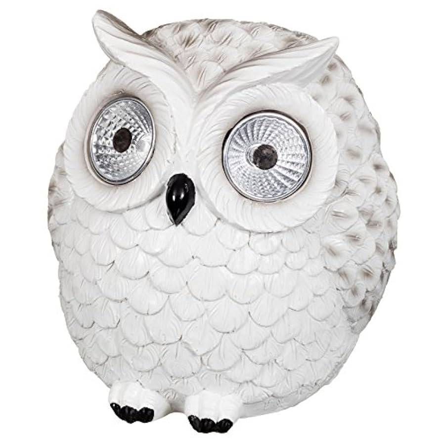 owl様 Garden Owl with Solar Light Eyes - White : Amazon.co.uk